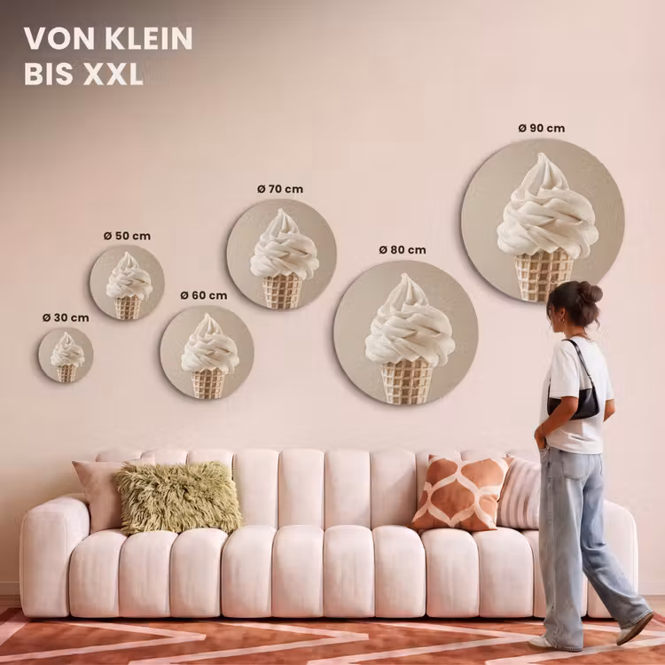 Akustikbild - Rund - Eiscreme - Softeis - Cremig - Horn - Beige — 7