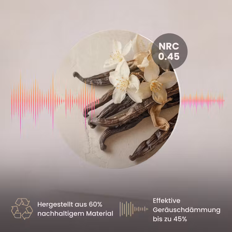 Akustikbild - Rund - Vanille - Geblümt - Beige — 3
