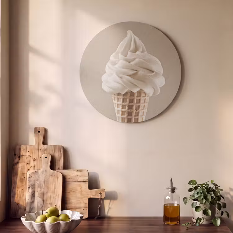 Akustikbild - Rund - Eiscreme - Softeis - Cremig - Horn - Beige — 4