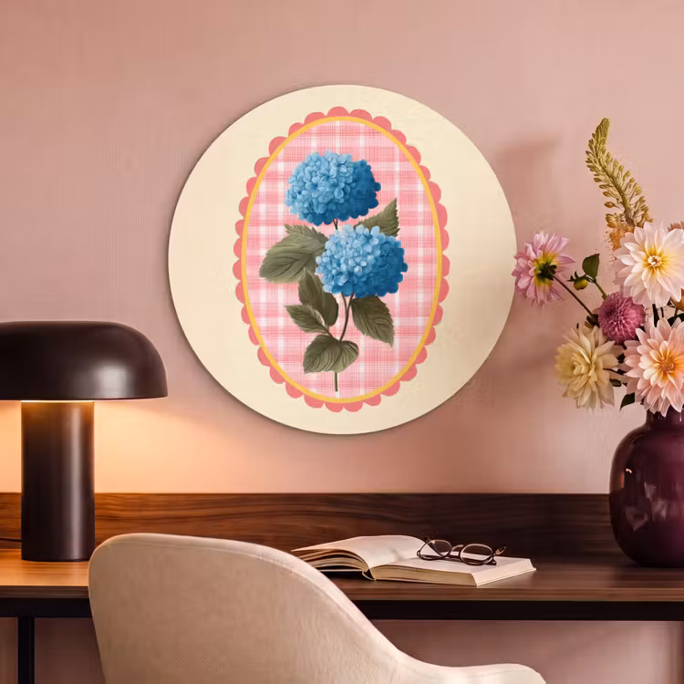 Akustikbild - Rund - Blumen - Blau - Liste - Blätter — 6