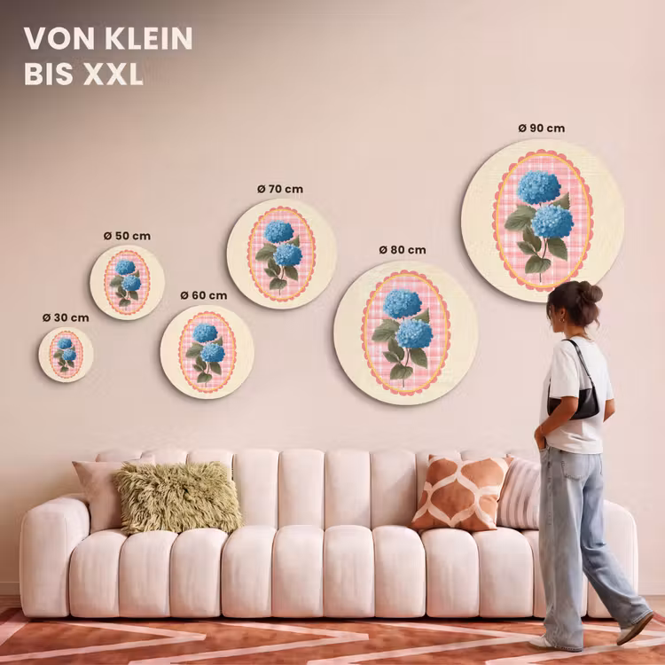 Akustikbild - Rund - Blumen - Blau - Liste - Blätter — 7