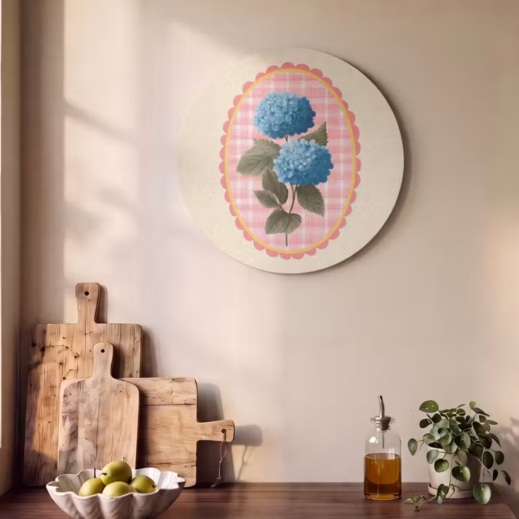 Akustikbild - Rund - Blumen - Blau - Liste - Blätter — 4