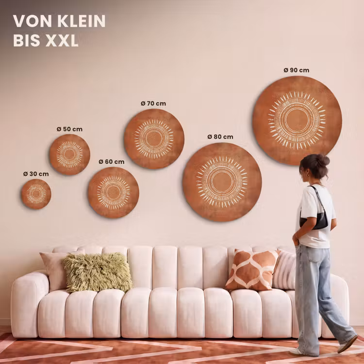 Akustikbild - Rund - Abstrakt - Linien - Sonnenstrahlen - Rötlichbraun — 7