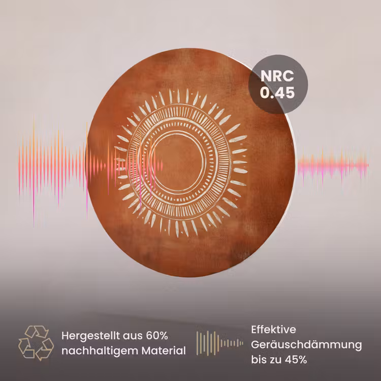 Akustikbild - Rund - Abstrakt - Linien - Sonnenstrahlen - Rötlichbraun — 3