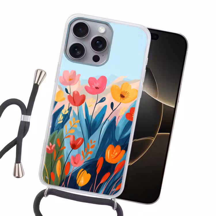 Handyhülle mit Band - Illustration - Blumen - Farbenfroh — 5