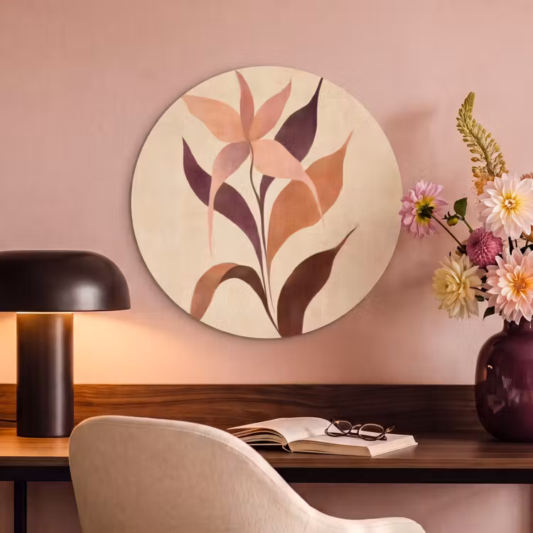 Akustikbild - Rund - Minimalistisch - Blume - Blätter - Beige — 6