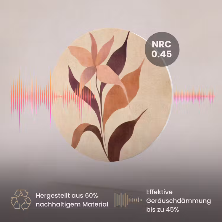 Akustikbild - Rund - Minimalistisch - Blume - Blätter - Beige — 3