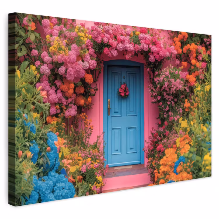 Outdoor Leinwand - Blumen - Tür - Rosa — 1