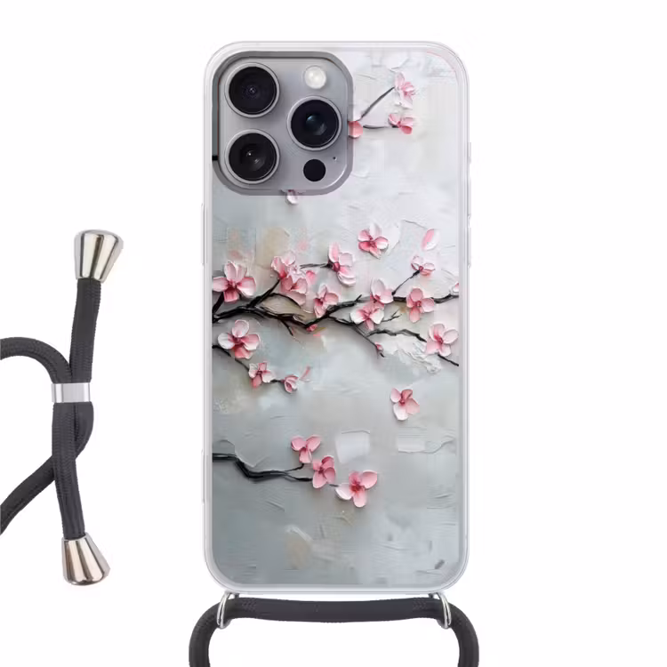 Handyhülle mit Band - Blüte - Künstlerisch - Rosa - Sakura — 1
