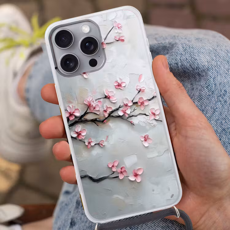 Handyhülle mit Band - Blüte - Künstlerisch - Rosa - Sakura — 2