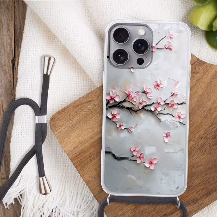 Handyhülle mit Band - Blüte - Künstlerisch - Rosa - Sakura — 3