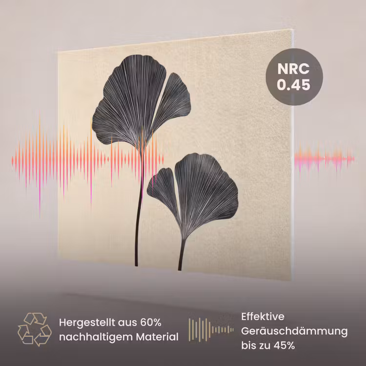 Akustikbild - Blätter - Minimalistisch - Schwarz — 3