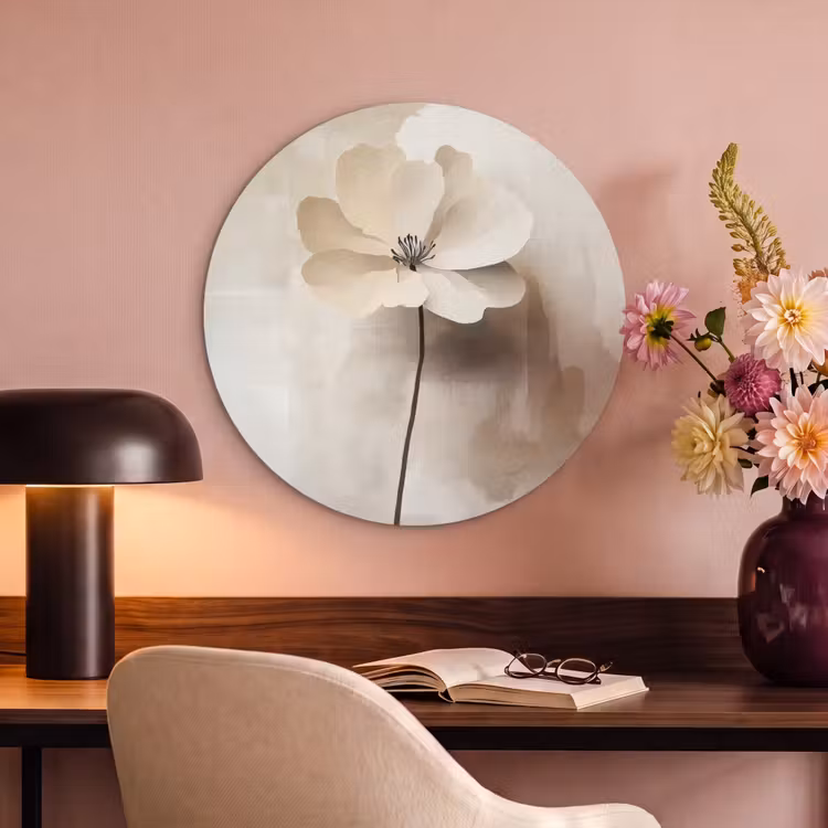 Akustikbild - Rund - Blume - Beige - Farbe - Schatten — 6