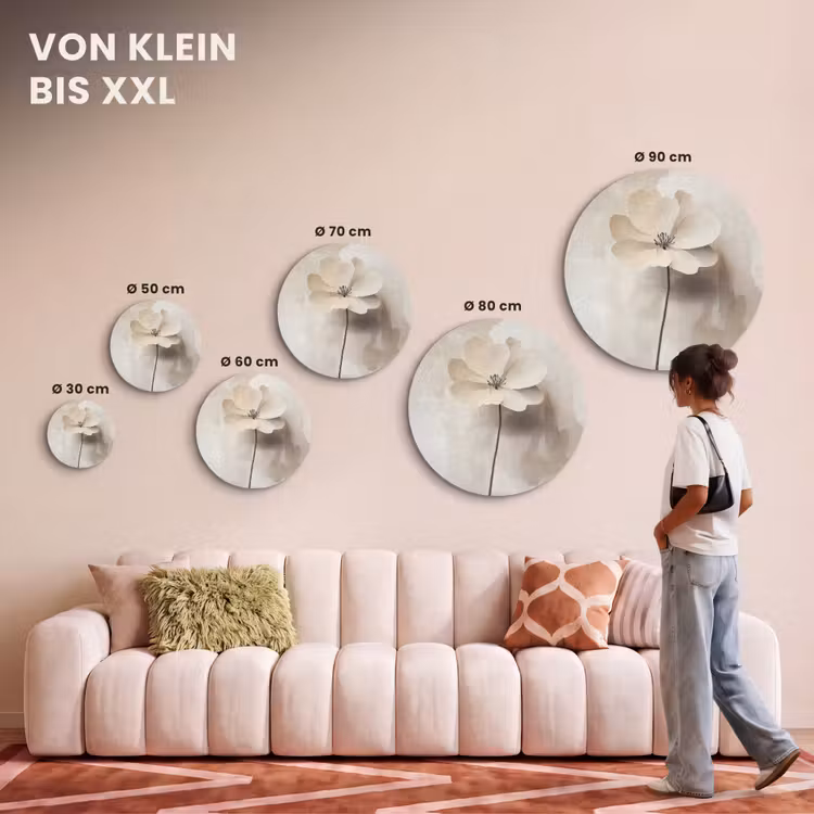 Akustikbild - Rund - Blume - Beige - Farbe - Schatten — 7