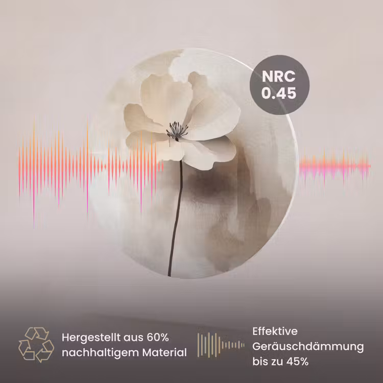 Akustikbild - Rund - Blume - Beige - Farbe - Schatten — 3