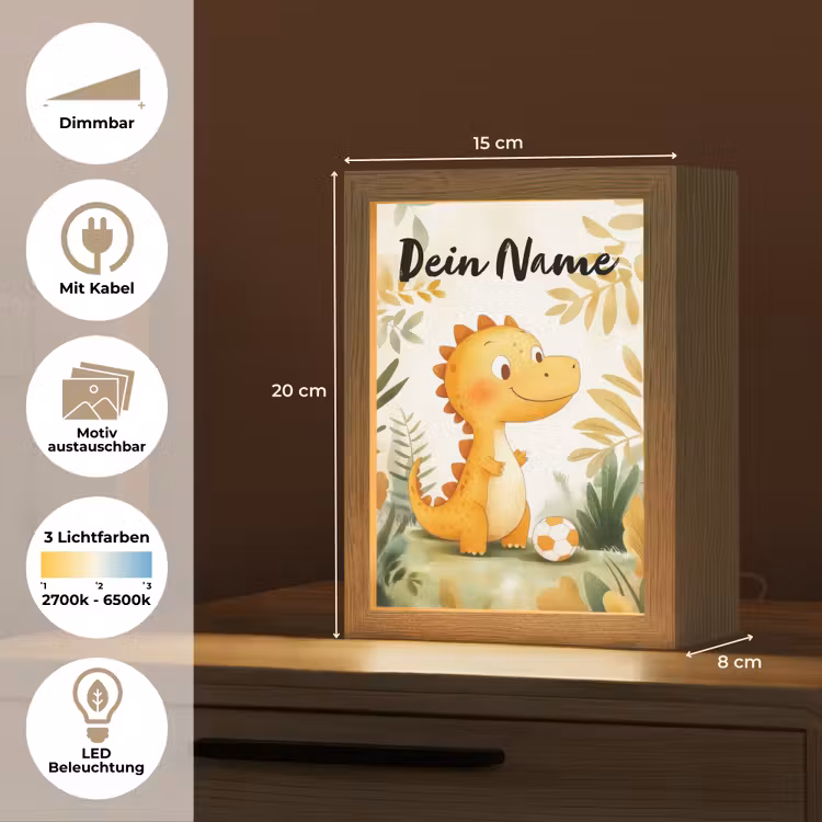 Nachtlicht Kinder mit Namen - Dino - Fußball - Orange — 9