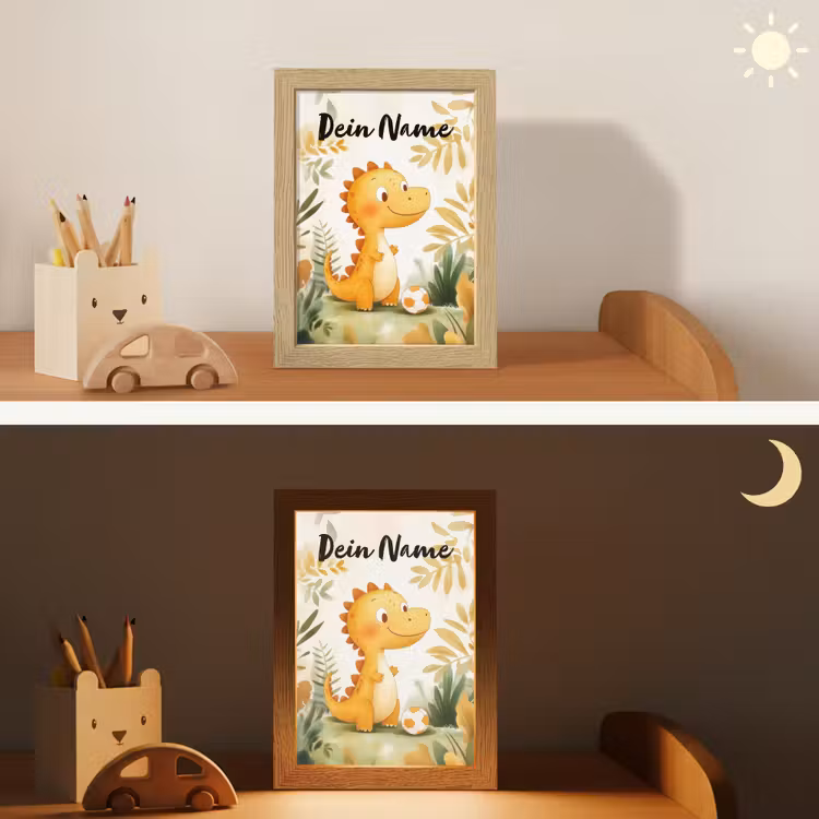 Nachtlicht Kinder mit Namen - Dino - Fußball - Orange — 6