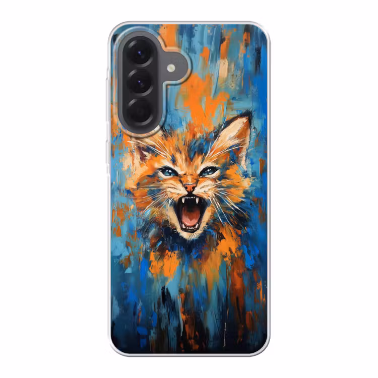 Handyhülle - Katze - Bunt - Orange - Blau — 1