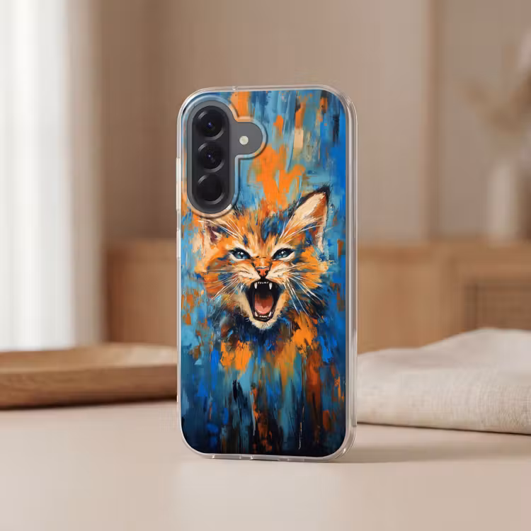 Handyhülle - Katze - Bunt - Orange - Blau — 3