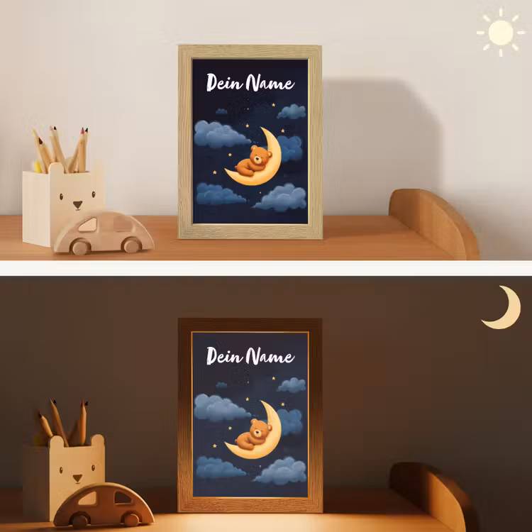 Nachtlicht Kinder mit Namen - Teddybär - Mond - Wolken - Sterne — 6