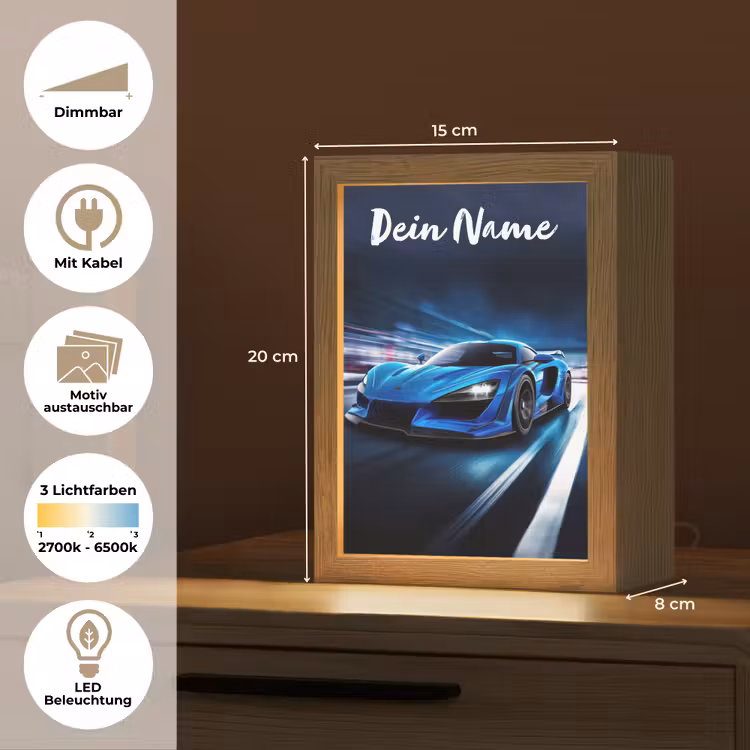 Nachtlicht Kinder mit Namen - Auto - Blau - Jungen - Kind — 9