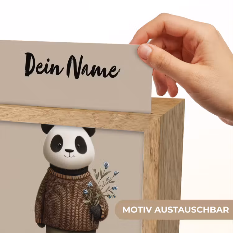 Nachtlicht Kinder mit Namen - Panda - Blaue Blumen - Sanftheit — 3