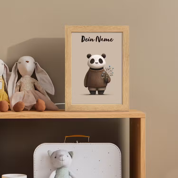 Nachtlicht Kinder mit Namen - Panda - Blaue Blumen - Sanftheit — 4