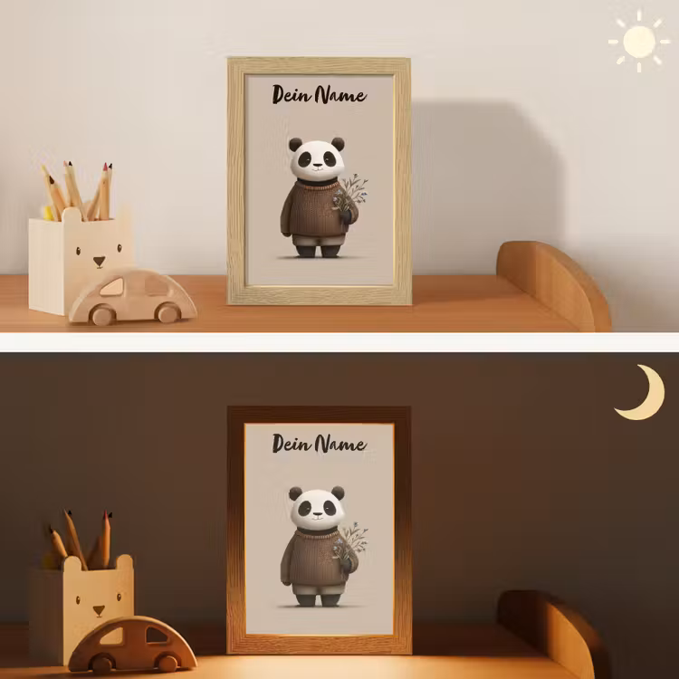 Nachtlicht Kinder mit Namen - Panda - Blaue Blumen - Sanftheit — 6