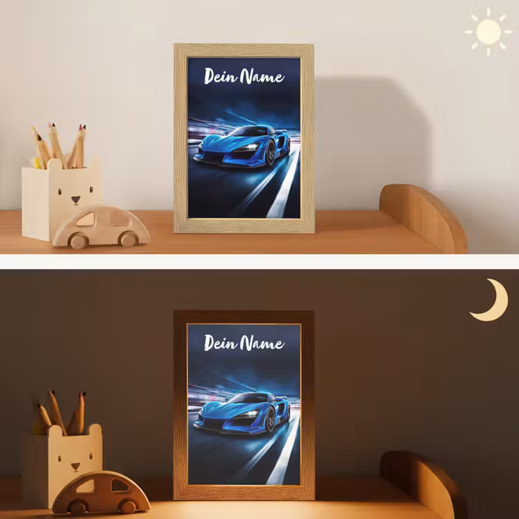 Nachtlicht Kinder mit Namen - Auto - Blau - Jungen - Kind — 6