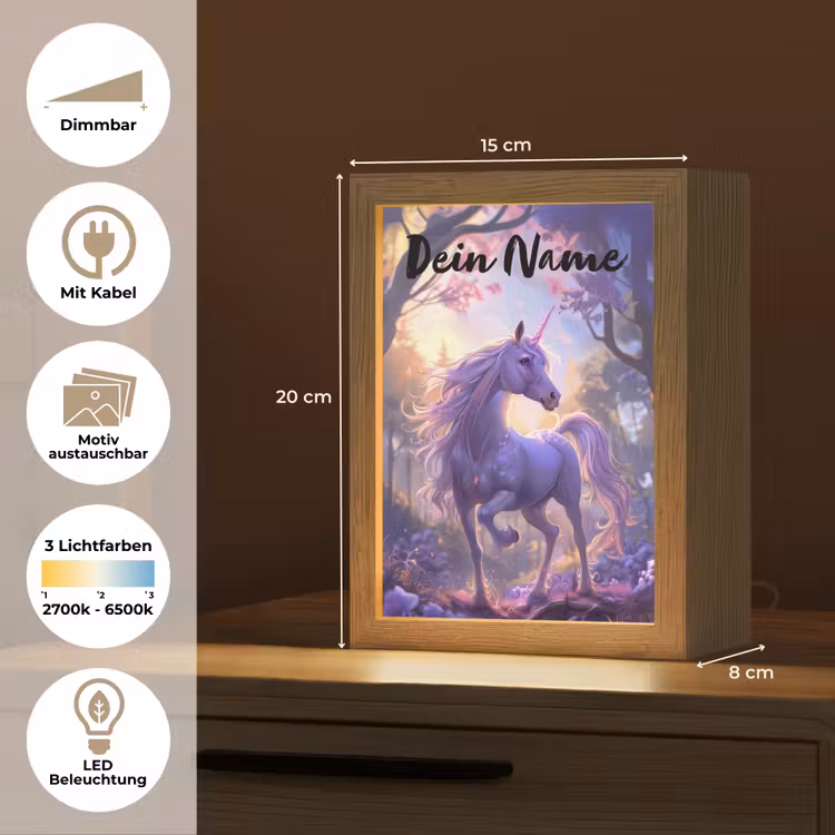 Nachtlicht Kinder mit Namen - Einhorn - Lila - Märchen - Fantasietier — 9