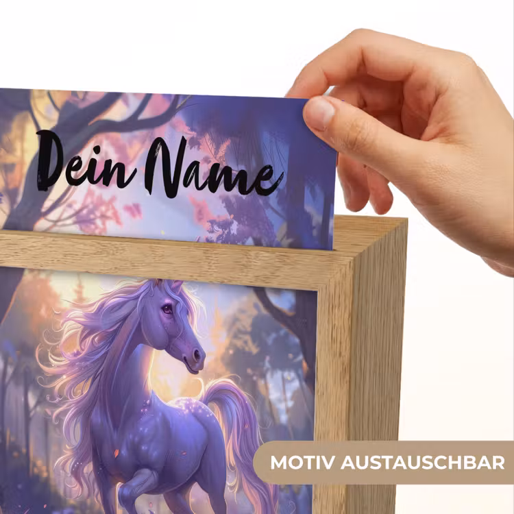 Nachtlicht Kinder mit Namen - Einhorn - Lila - Märchen - Fantasietier — 3