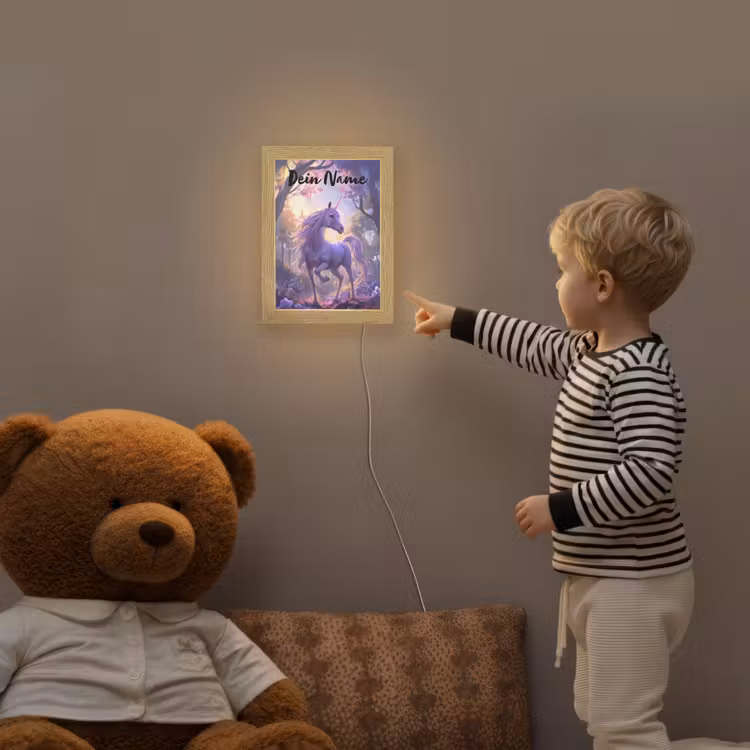 Nachtlicht Kinder mit Namen - Einhorn - Lila - Märchen - Fantasietier — 5