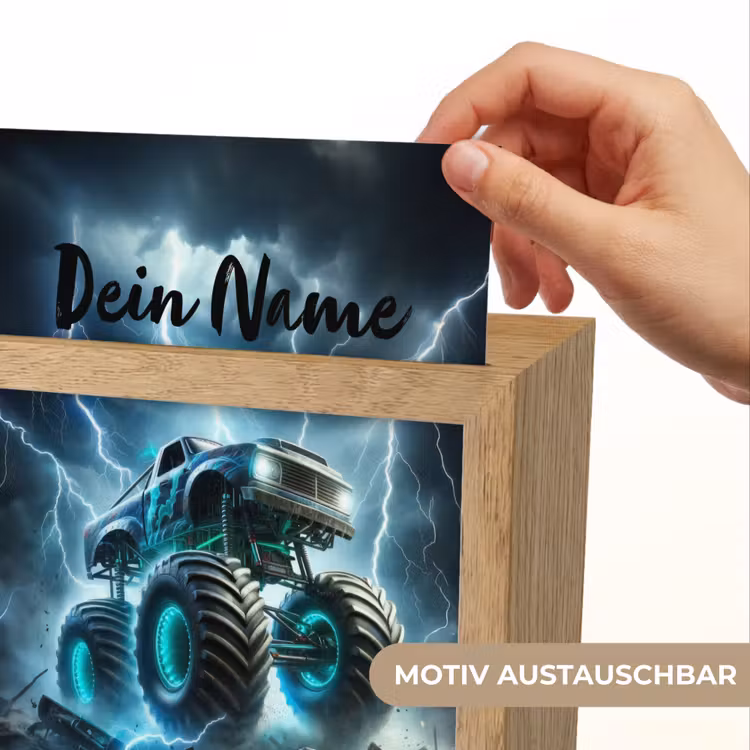 Nachtlicht Kinder mit Namen - Monstertruck - Blitz - Blau - Jungen - Auto — 3