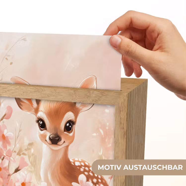 Nachtlicht Kinder - Hirsche - Illustration - Blumen - Rosa — 3