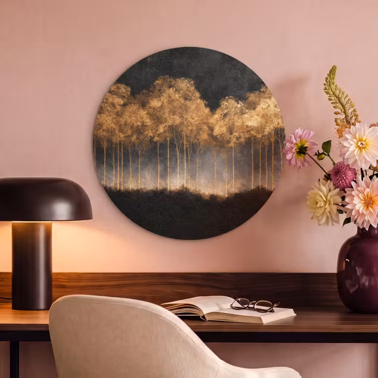 Akustikbild - Rund - Goldene Bäume in nebliger Landschaft — 6