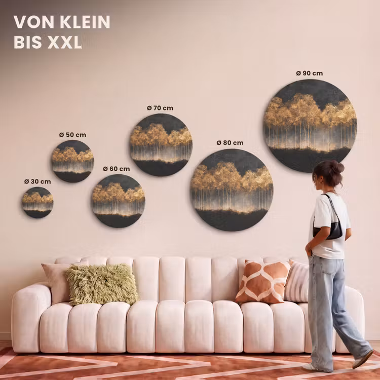 Akustikbild - Rund - Goldene Bäume in nebliger Landschaft — 7