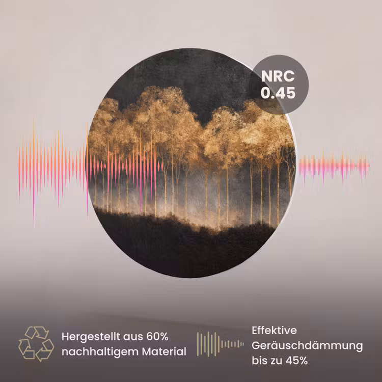 Akustikbild - Rund - Goldene Bäume in nebliger Landschaft — 3