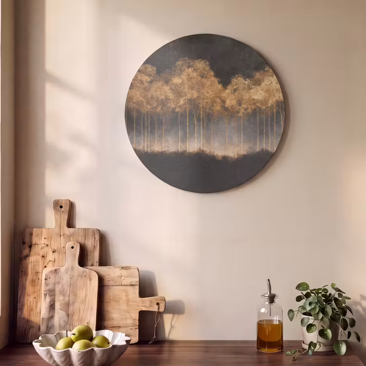 Akustikbild - Rund - Goldene Bäume in nebliger Landschaft — 4