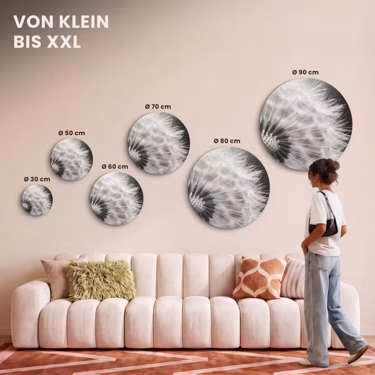 Akustikbild - Rund - Pusteblume - Schwarz - Weiß — 7
