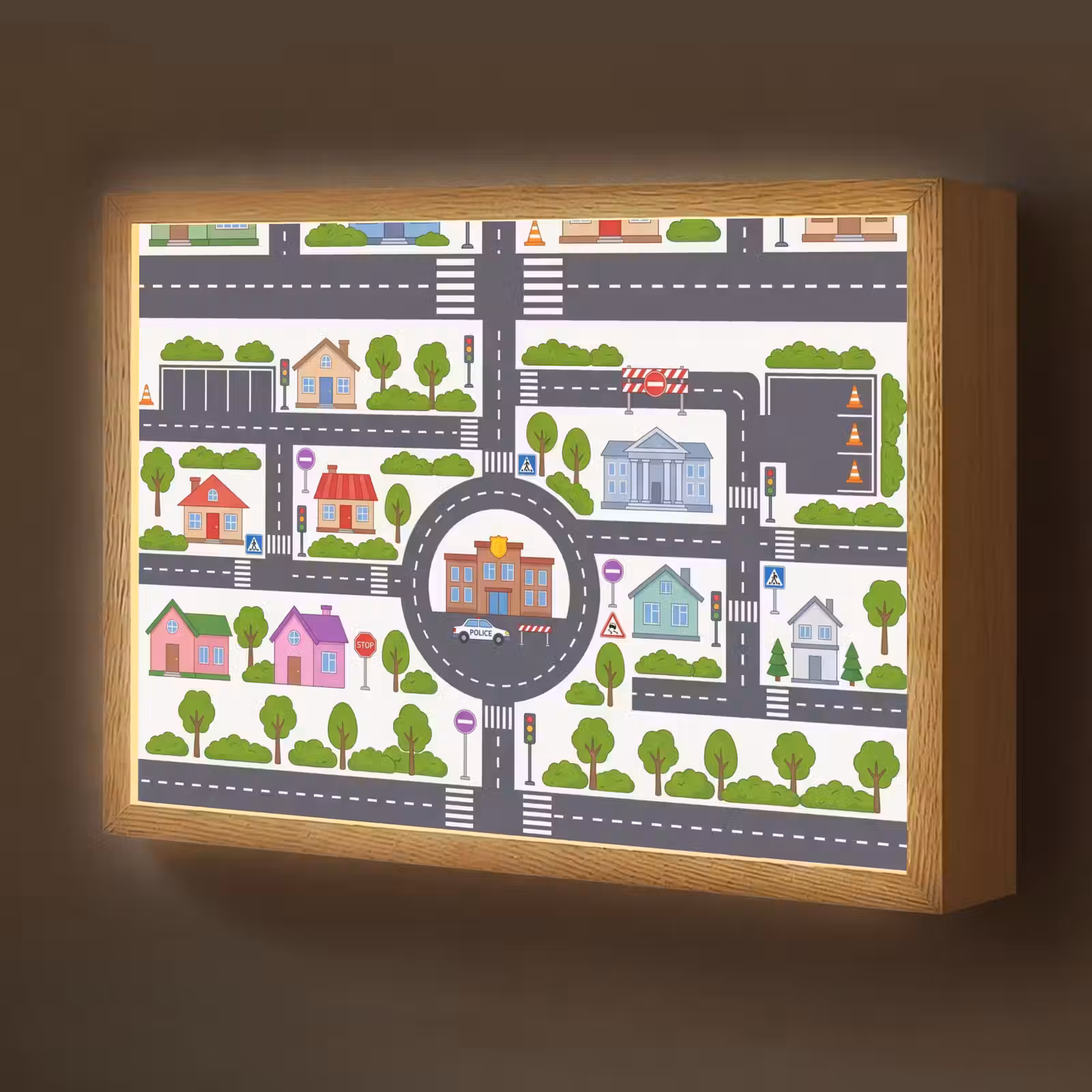 Nachtlicht Kinder - Stadt – Stadtplan – Illustration — 1