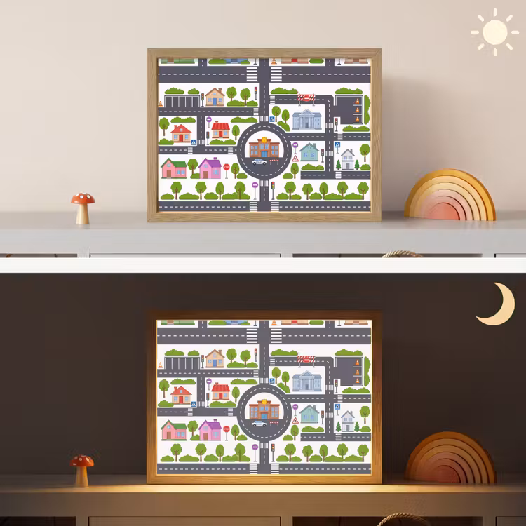 Nachtlicht Kinder - Stadt – Stadtplan – Illustration — 6