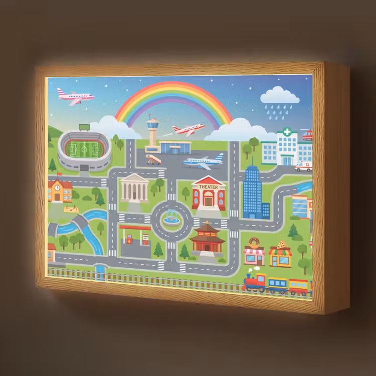 Nachtlicht Kinder - Stadt – Stadtplan – Karikatur — 1