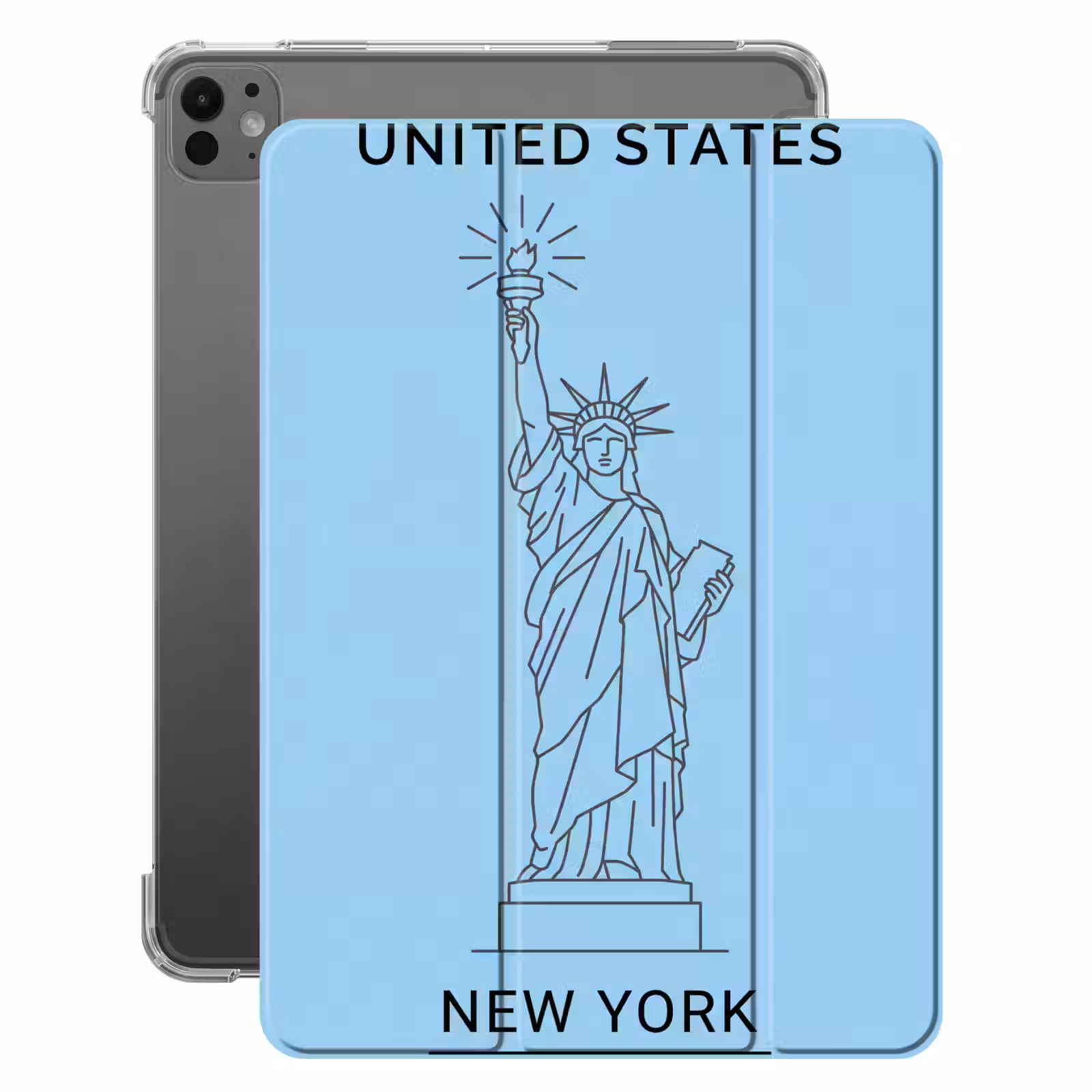 iPad-Hülle - Denkmal – Freiheitsstatue – New York – Minimalistisch – Blau — 1