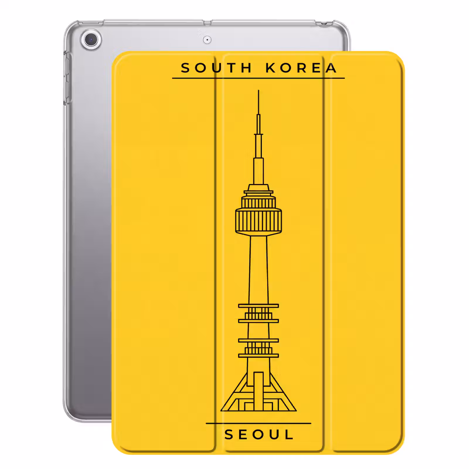 iPad-Hülle - Turm – Seoul – Architektur – Minimalistisch – Gelb — 1