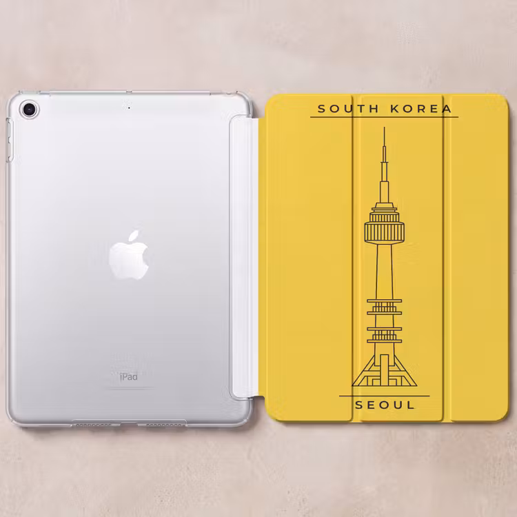 iPad-Hülle - Turm – Seoul – Architektur – Minimalistisch – Gelb — 6