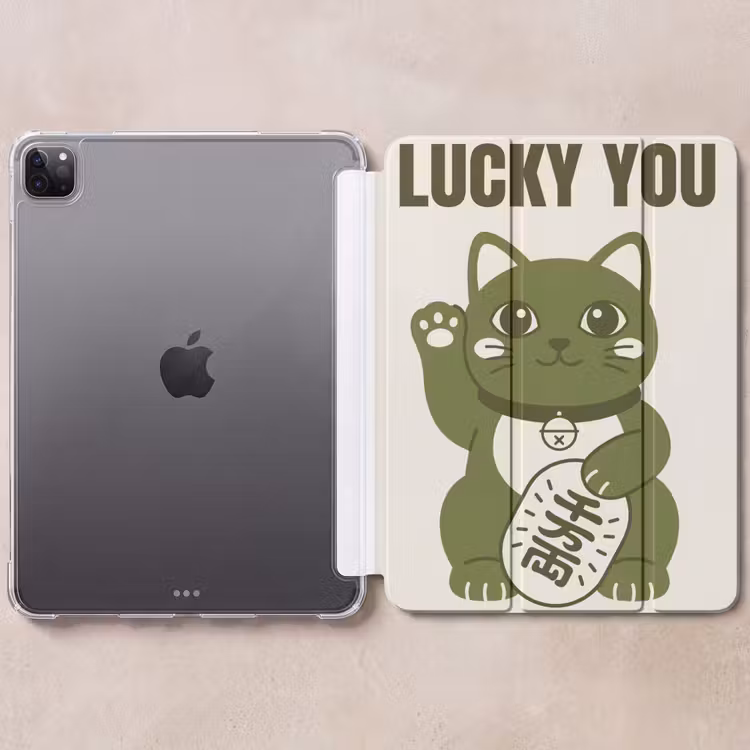 iPad-Hülle - Katze – Glück – Tiere – Modern – Grün — 6