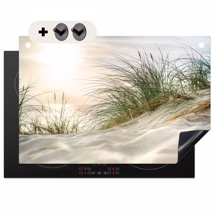 2-in-1 Herdabdeckplatte & Spritzschutz - Düne - Watteninseln - Wasser — 1