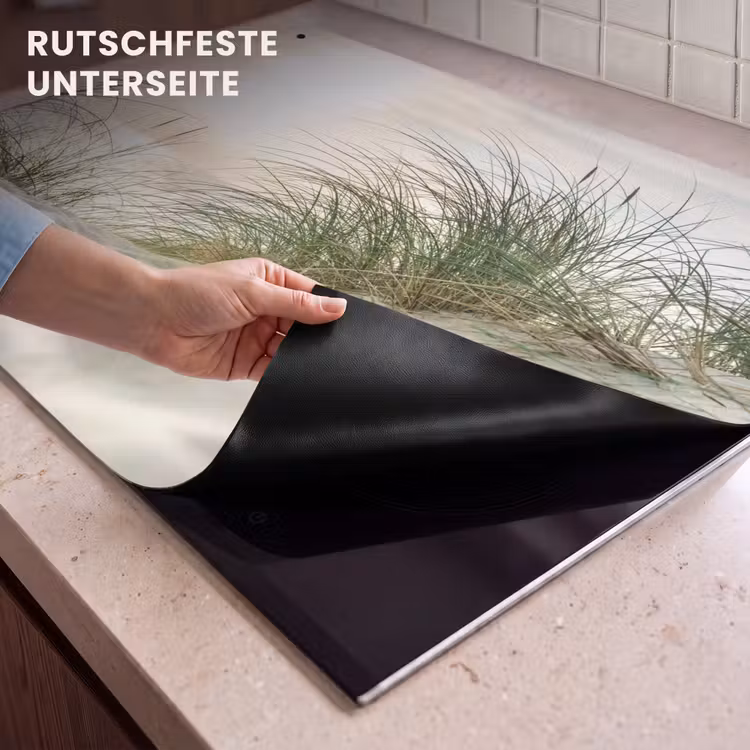 2-in-1 Herdabdeckplatte & Spritzschutz - Düne - Watteninseln - Wasser — 4