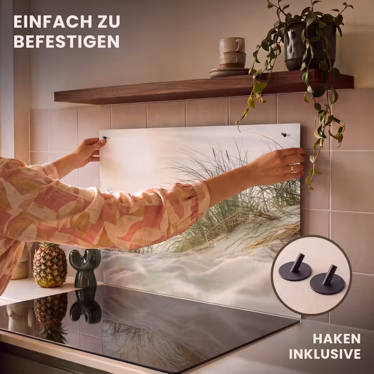 2-in-1 Herdabdeckplatte & Spritzschutz - Düne - Watteninseln - Wasser — 7
