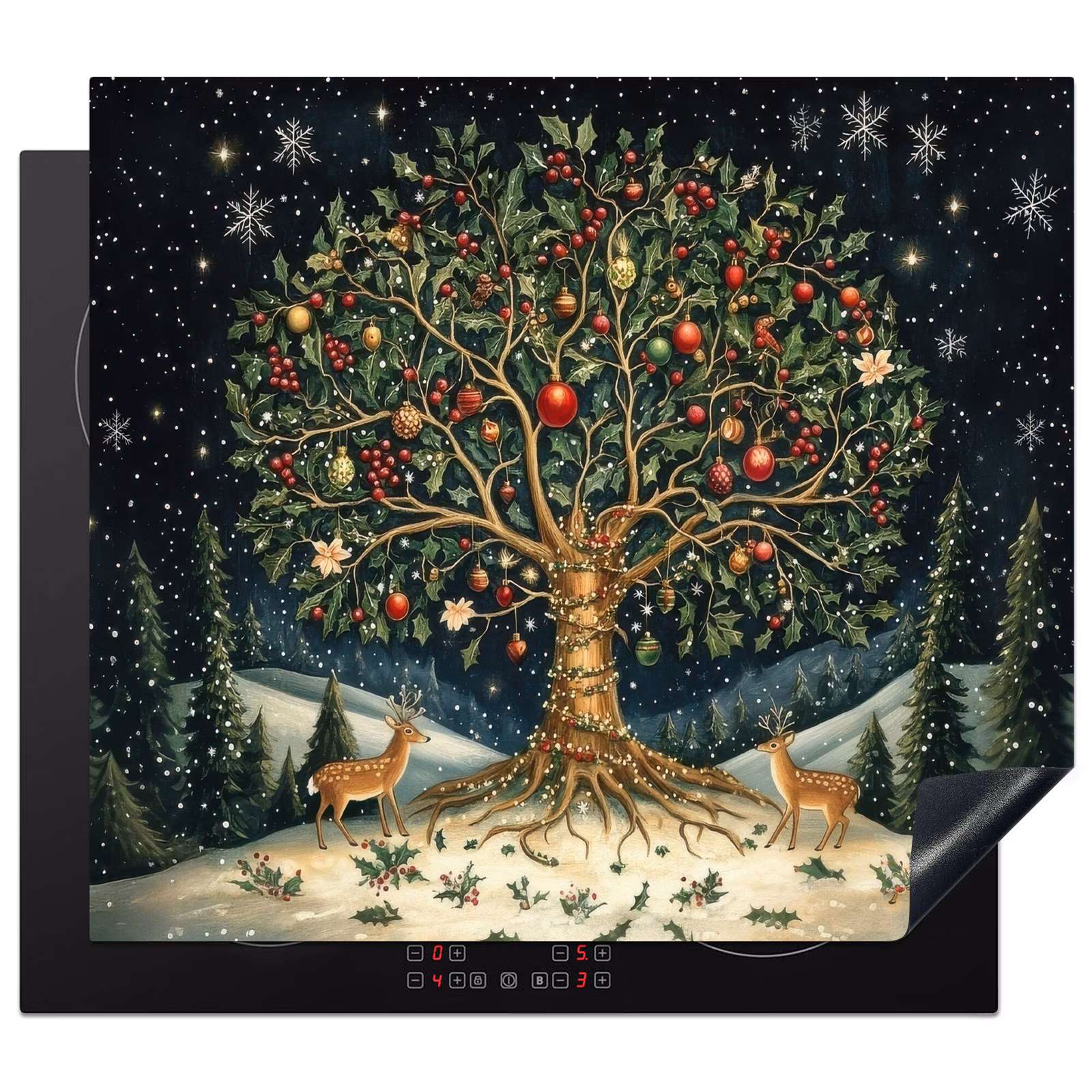 Herdabdeckplatte - Partybaum - Winterhimmel - Farbenfroh — 1